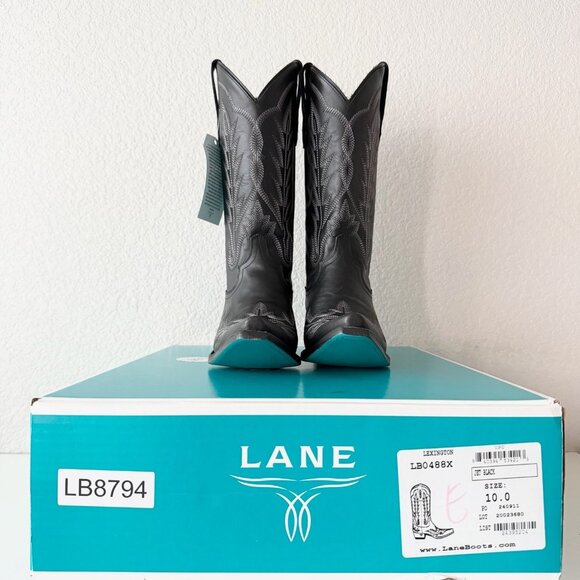 Lane LEXINGTON Womens Cowboy Boots 10 Black Western Cowgirl Mid Calf Pointed Toe - Picture 10 of 11